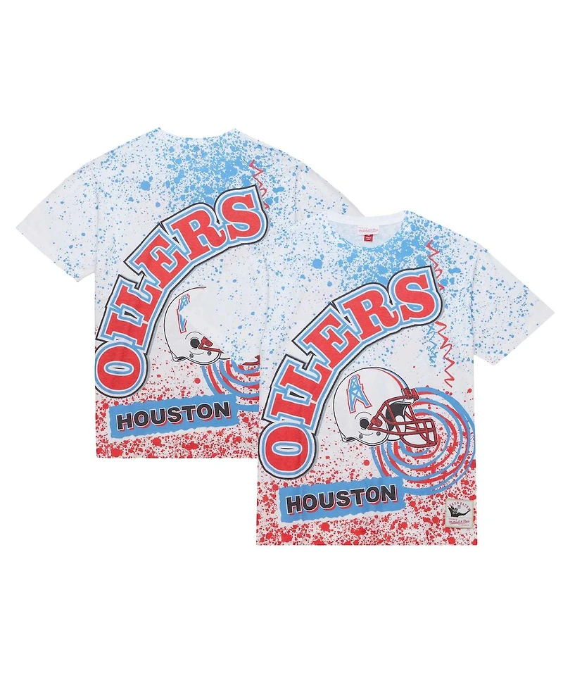 Men's Mitchell & Ness White Houston Oilers Team Burst Sublimated T-shirt