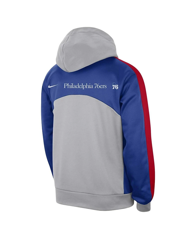 Men's Nike Gray, Royal Philadelphia 76ers Authentic Starting Five Force Performance Pullover Hoodie