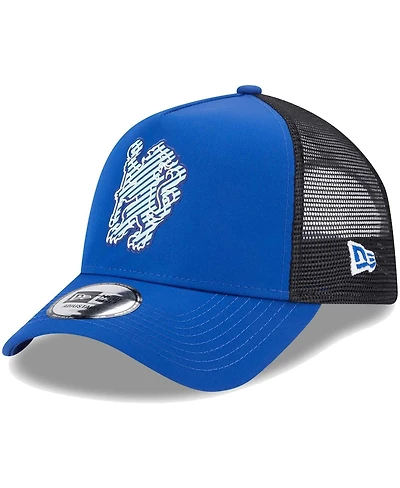 Men's New Era Blue Chelsea Overlay E-Frame Trucker Snapback Hat