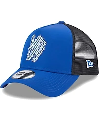 Men's New Era Blue Chelsea Overlay E-Frame Trucker Snapback Hat