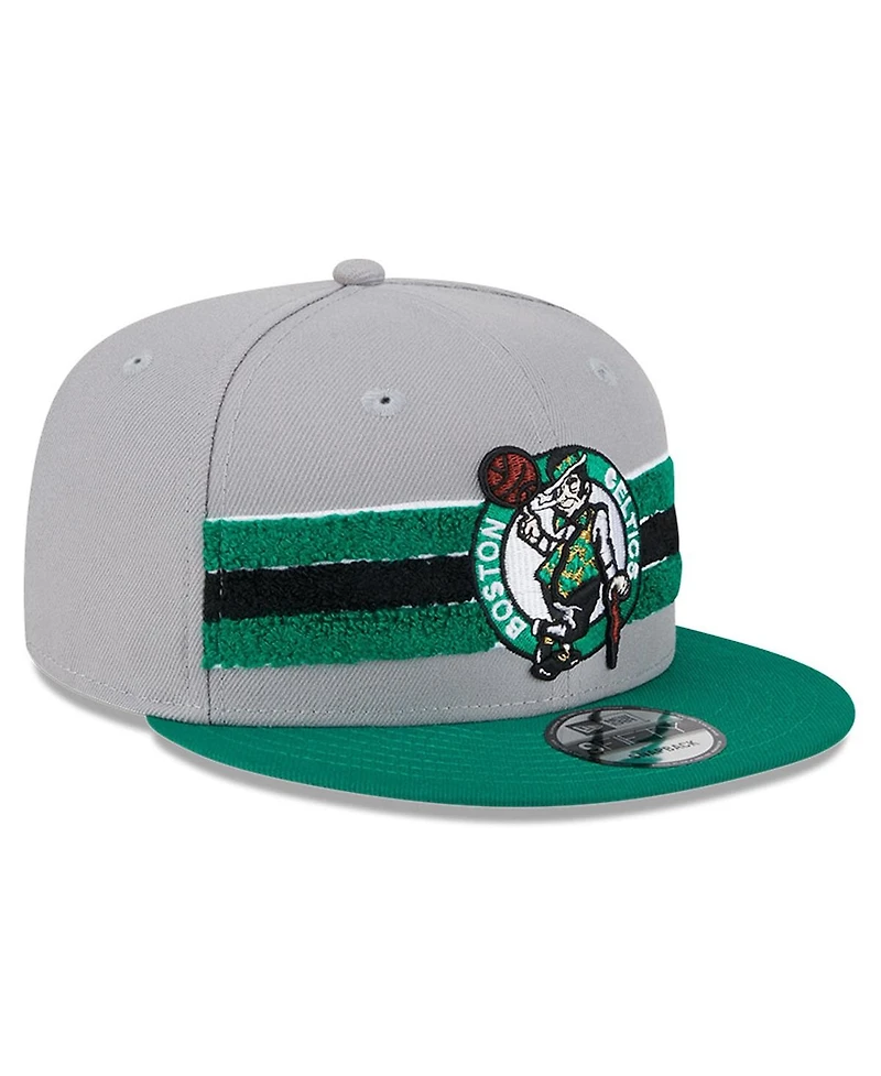 Men's New Era Gray Boston Celtics Chenille Band 9FIFTY Snapback Hat