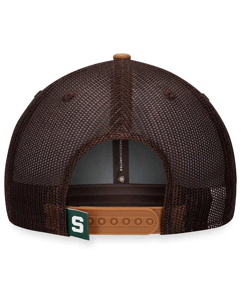 Men's Top of the World Khaki Michigan State Spartans Strive Trucker Adjustable Hat