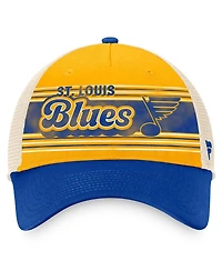 Men's Fanatics Gold, Blue Distressed St. Louis Blues Heritage Vintage-Like Trucker Adjustable Hat