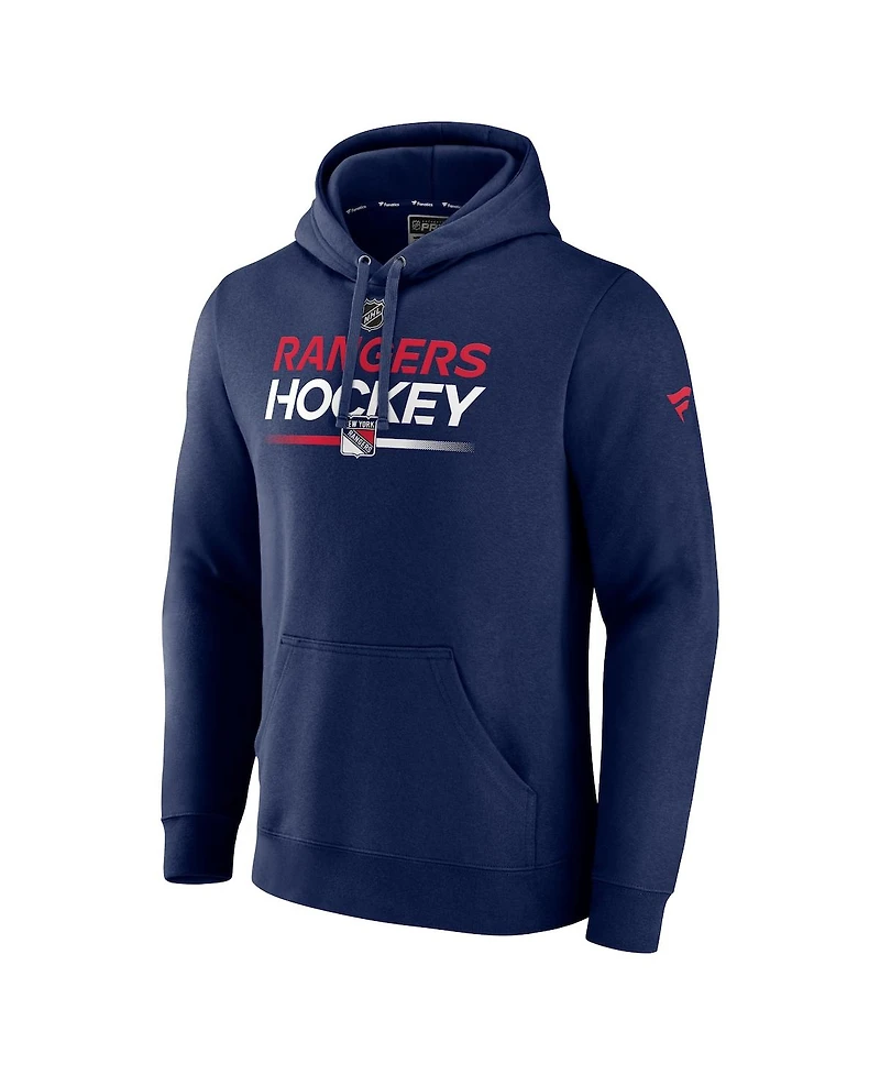 Men's Fanatics Navy New York Rangers Alternate Wordmark Fleece Pullover Hoodie