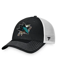 Men's Fanatics Black, White San Jose Sharks Slouch Core Primary Trucker Snapback Hat