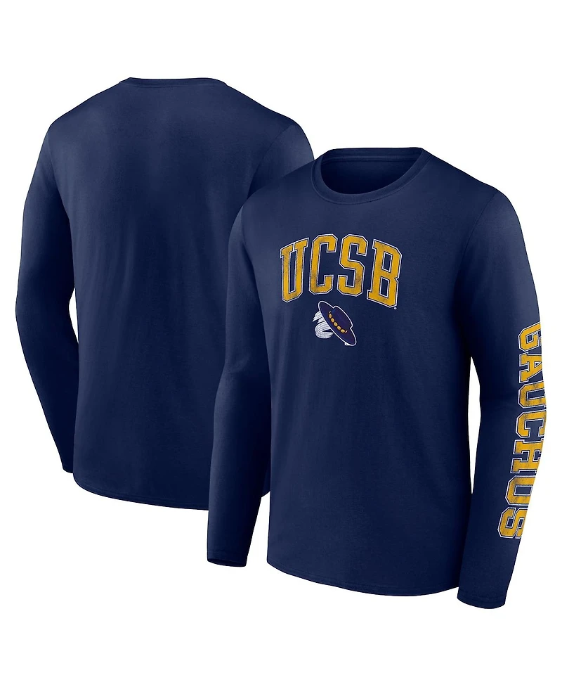 Men's Fanatics Blue Uc Santa Barbara Gauchos Distressed Arch Over Logo Long Sleeve T-shirt