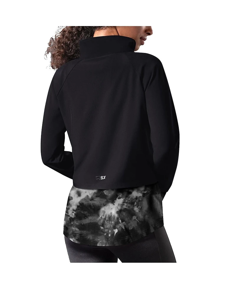 Women's Msx by Michael Strahan Black San Francisco 49ers Grace Raglan Full-Zip Running Jacket