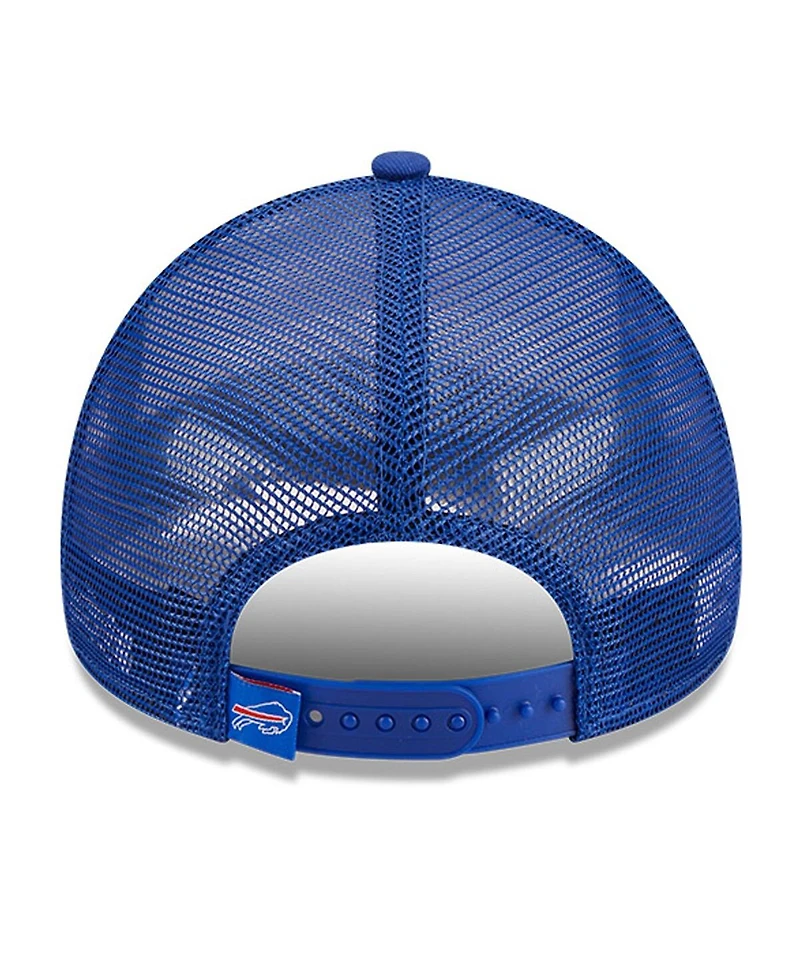 Men's New Era White, Royal Buffalo Bills Stacked A-Frame Trucker 9FORTY Adjustable Hat