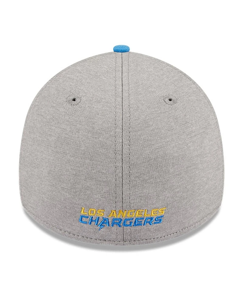 Men's New Era Heather Gray, Powder Blue Los Angeles Chargers Striped 39THIRTY Flex Hat