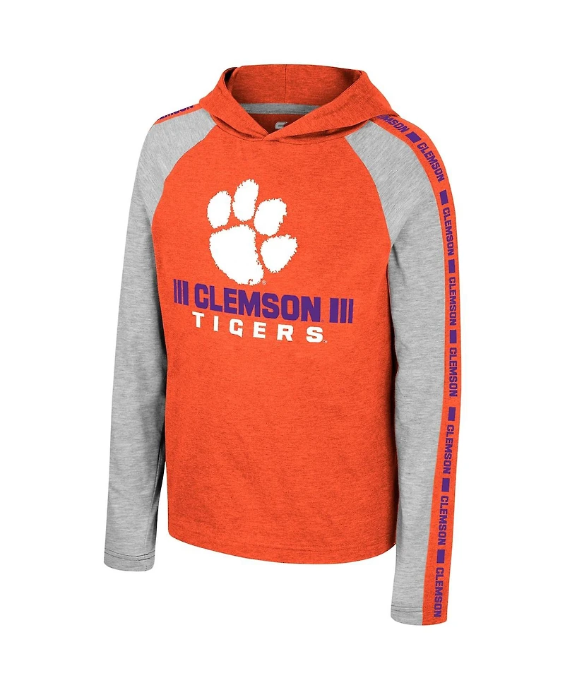 Big Boys Colosseum Orange Clemson Tigers Ned Raglan Long Sleeve Hooded T-shirt