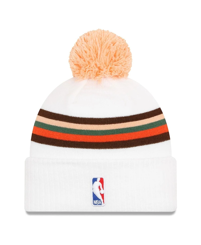 Men's New Era White San Antonio Spurs 2023/24 City Edition Cuffed Pom Knit Hat