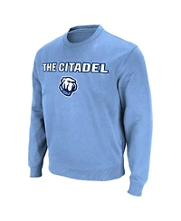 Men's Colosseum Light Blue Citadel Bulldogs Arch & Logo Pullover Sweatshirt