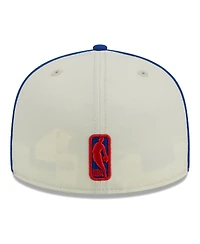 Men's New Era Cream, Royal Philadelphia 76ers Piping 2-Tone 59FIFTY Fitted Hat