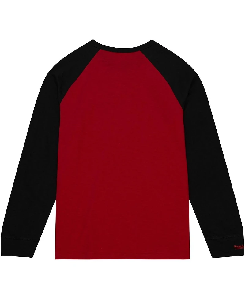 Men's Mitchell & Ness Red Cincinnati Bearcats Legendary Slub Raglan Long Sleeve T-shirt