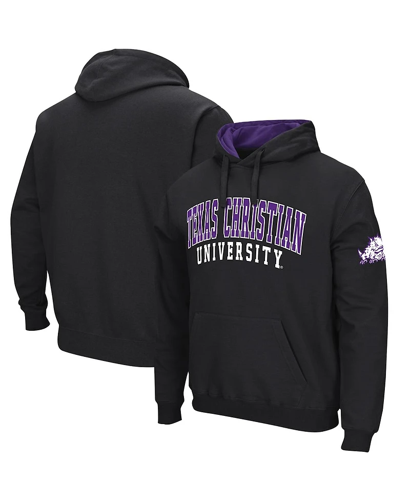 Men's Colosseum Black Tcu Horned Frogs Double Arch Pullover Hoodie