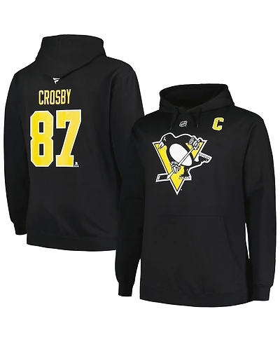 Men's Profile Sidney Crosby Black Pittsburgh Penguins Big and Tall Name Number Pullover Hoodie