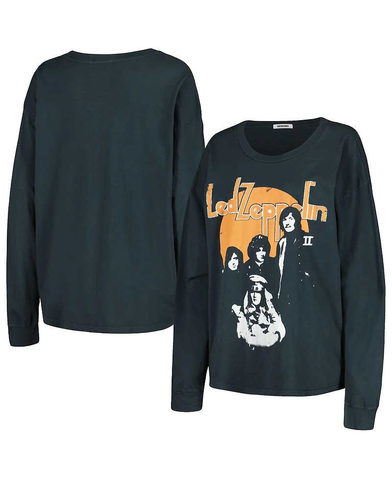 Women's Daydreamer Black Distressed Led Zeppelin Portrait Merch Long Sleeve T-shirt
