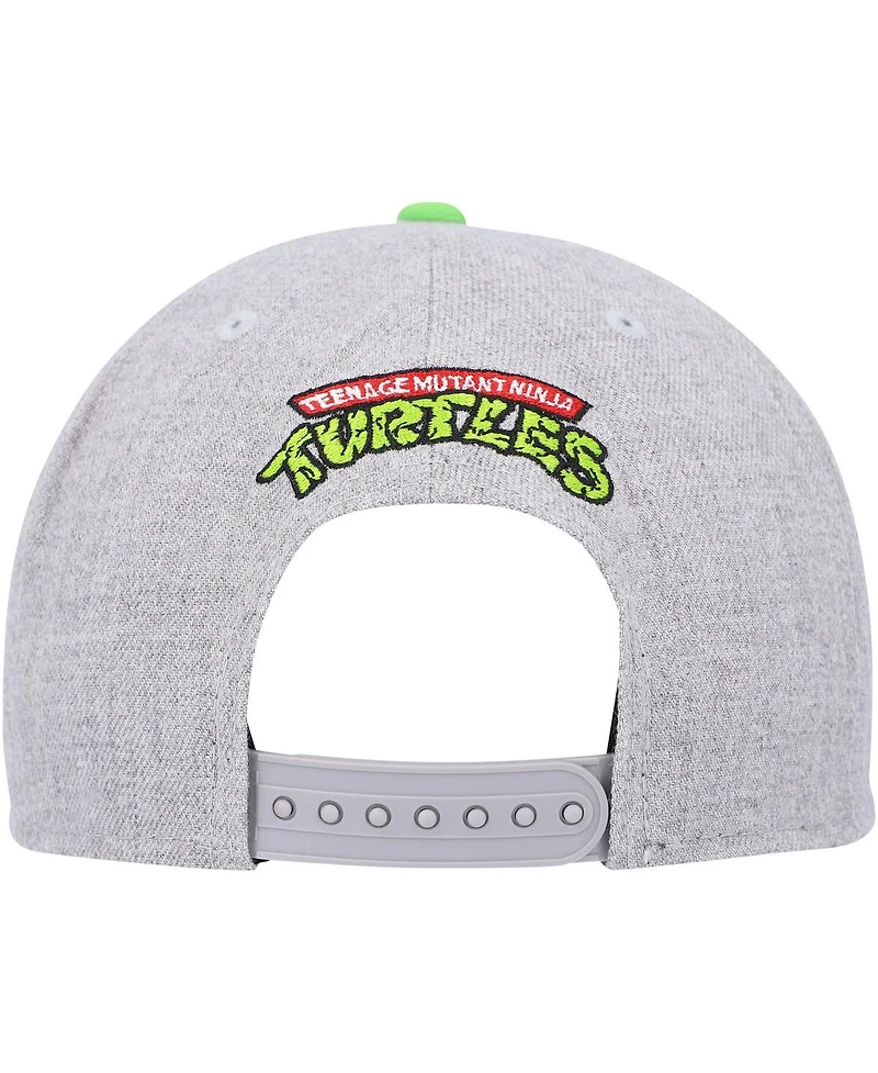 Men's New Era Heather Gray, Neon Green Teenage Mutant Ninja Turtles Trucker 9FIFTY Snapback Hat