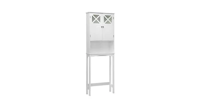 2-Door Over The Toilet Bathroom Storage Cabinet with Adjustable Shelf