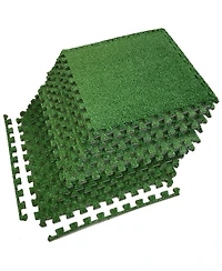 Sorbus Interlocking Floor Mat Grass 12 Pieces and Borders
