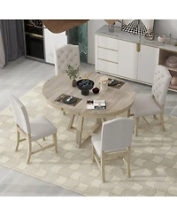 Streamdale Retro 5-Piece Dining Set with Round Table & Upholstered Chairs
