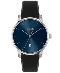 Hugo Boss Men's Dean Quartz Basic Calendar Black Silicone Watch 41mm