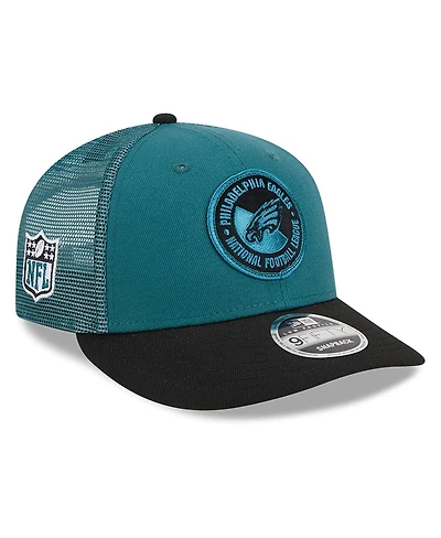 Men's New Era Midnight Green, Black Philadelphia Eagles 2023 Sideline Low Profile 9FIFTY Snapback Hat