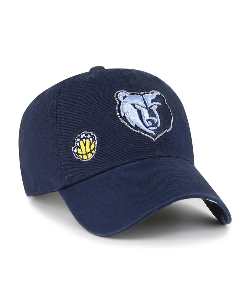 Women's '47 Brand Navy Memphis Grizzlies Confetti Undervisor Clean Up Adjustable Hat