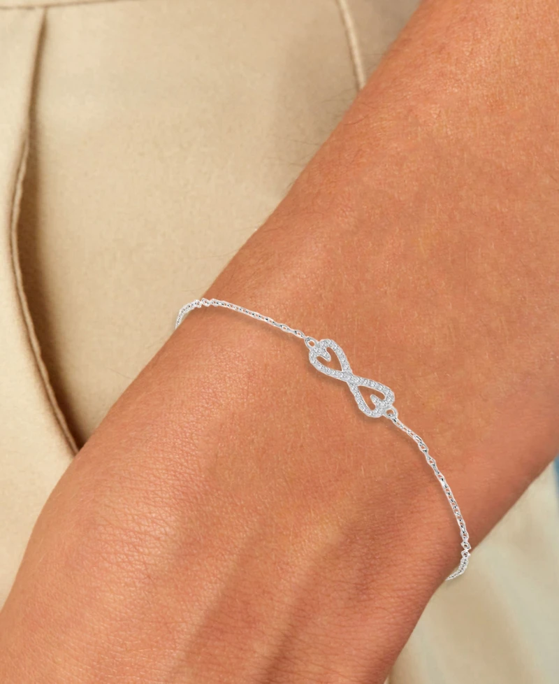 Cubic Zirconia Bow Tie Chain Link Adjustable Bolo Bracelet