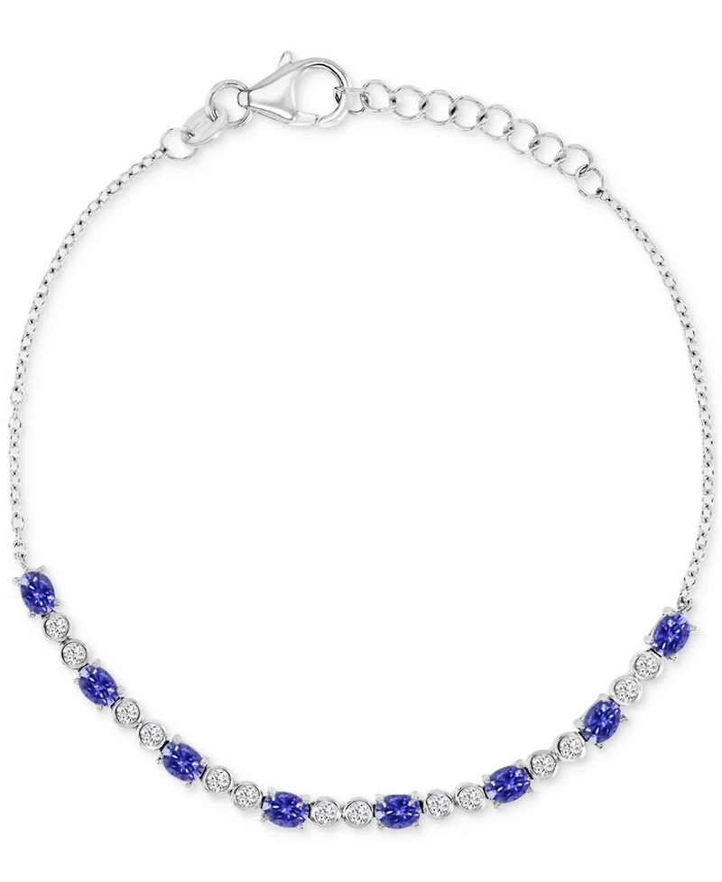 Cubic Zirconia Oval & Bezel Chain Link Bracelet