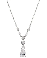 Eliot Danori Rhodium-Plated Pear-Shape Cubic Zirconia Lariat Necklace, 16" + 2" extender, Created for Macy's