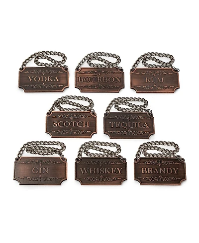 The Wine Savant Decanter Tags Copper for Alcohol, Set of 8