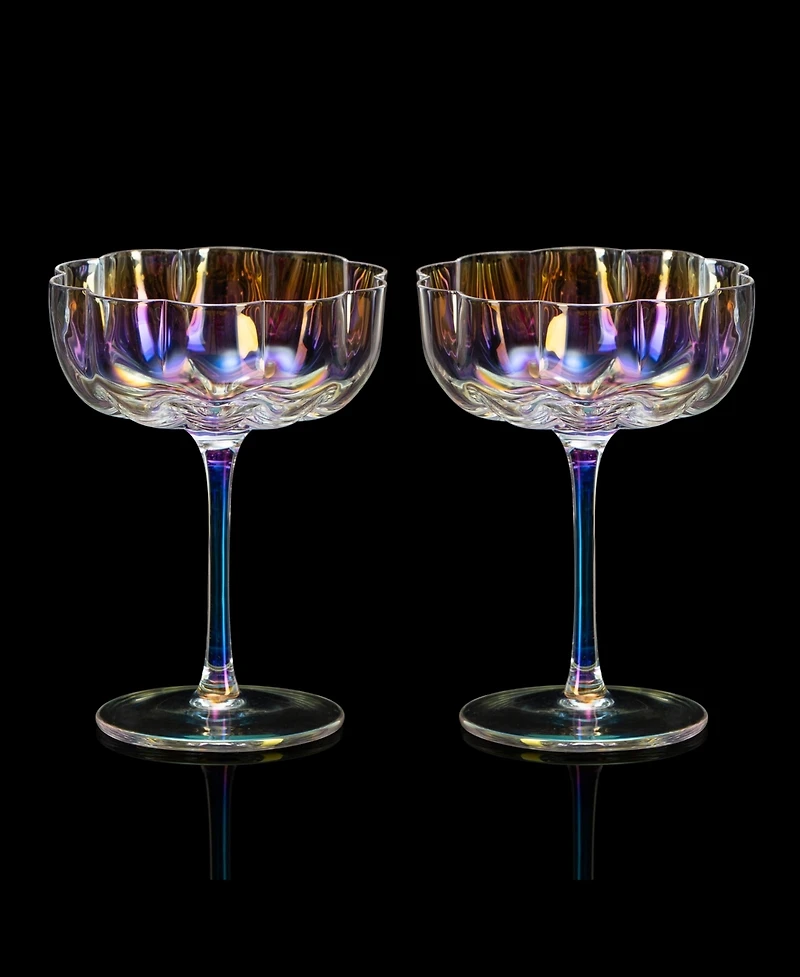 The Wine Savant Flower Vintage Glass Coupes, Set of 2