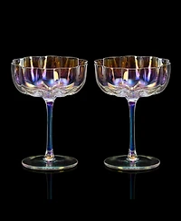 The Wine Savant Flower Vintage Glass Coupes, Set of 2