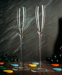 The Wine Savant Polka Dot Champagne Flutes Glass, Set of 2
