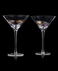 The Wine Savant Hand Painted Stained Glass Martini Glasses 8 oz, Set of 2