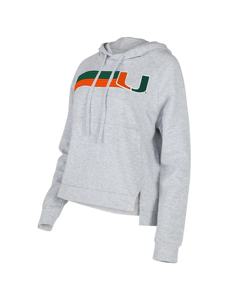 Women's Concepts Sport Gray Miami Hurricanes Cedar Tri-Blend Raglan Pullover Hoodie