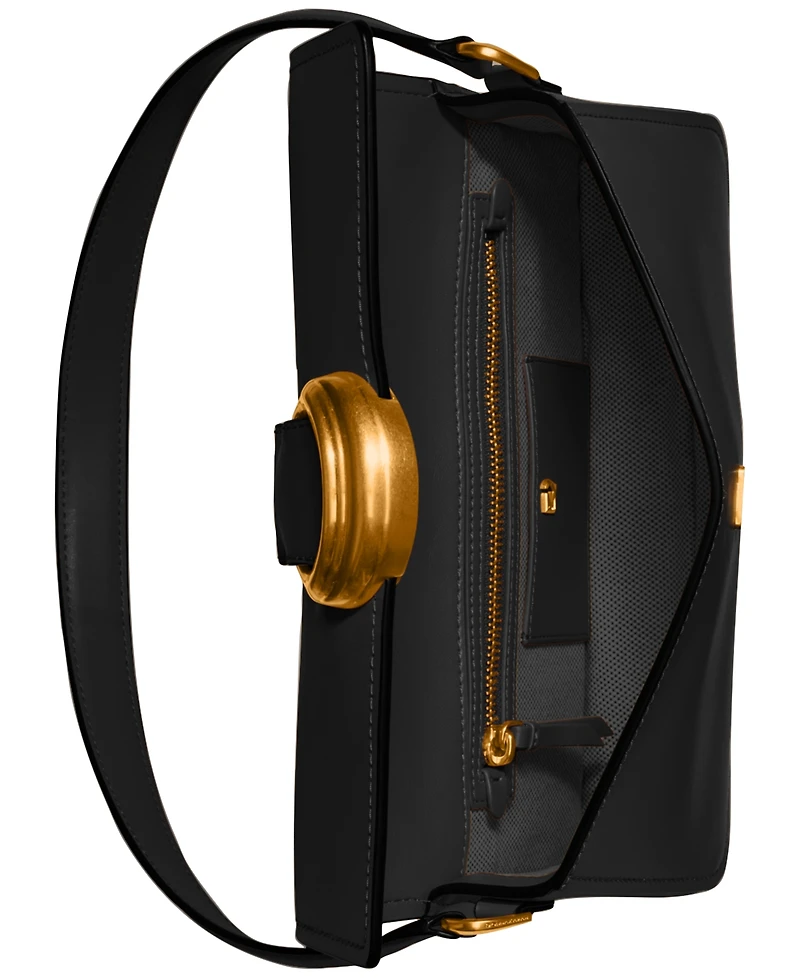 Donna Karan New York Valley Stream Leather Buckle Shoulder with Removable Strap