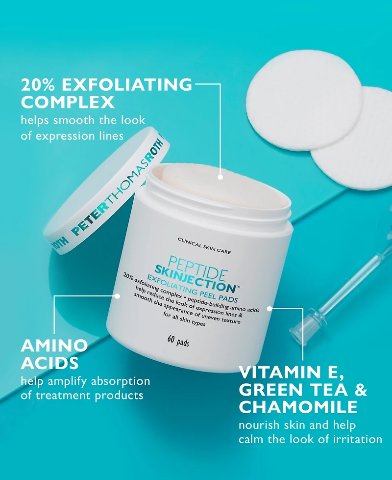 Peter Thomas Roth Peptide Skinjection Exfoliating Peel Pads, 60 pads