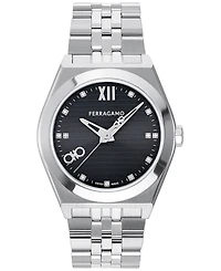 Salvatore Ferragamo Men's Swiss Diamond (1/20 ct. t.w.) Stainless Steel Bracelet Watch 40mm