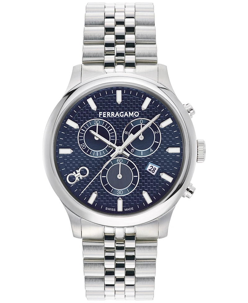 Salvatore Ferragamo Men's Swiss Chronograph Stainless Steel Bracelet Watch 42mm