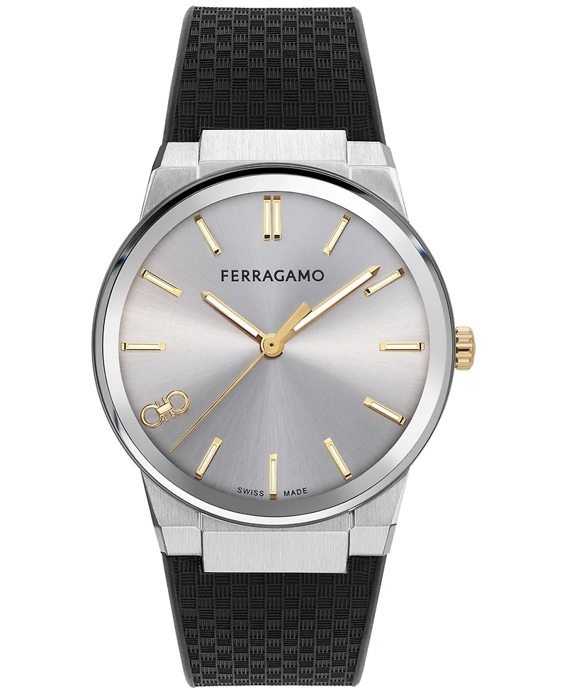 Salvatore Ferragamo Men's Swiss Black Rubber Strap Watch 41mm