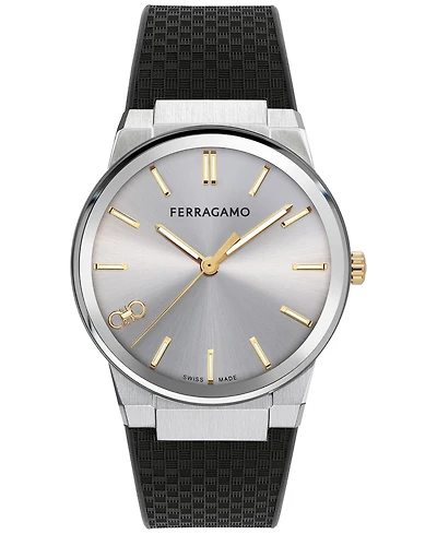 Salvatore Ferragamo Men's Swiss Black Rubber Strap Watch 41mm