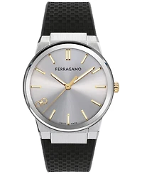 Salvatore Ferragamo Men's Swiss Black Rubber Strap Watch 41mm