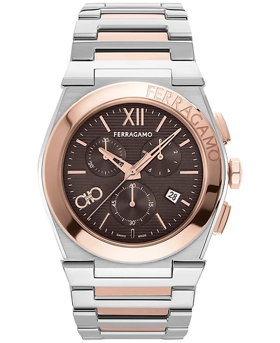 Salvatore Ferragamo Men's Swiss Chronograph Two-Tone Stainless Steel Bracelet Watch 42mm