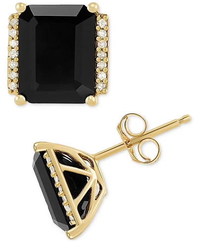 Onyx & Diamond Accent Stud Earrings in 14k Gold