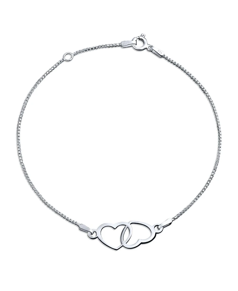 Bling Jewelry Open Interlocking Hearts Anklet Ankle Bracelet Sterling Silver Adjustable 9 To 10 Inch With Extender
