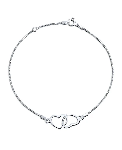 Bling Jewelry Open Interlocking Hearts Anklet Ankle Bracelet Sterling Silver Adjustable 9 To 10 Inch With Extender