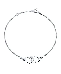 Bling Jewelry Open Interlocking Hearts Anklet Ankle Bracelet Sterling Silver Adjustable 9 To 10 Inch With Extender