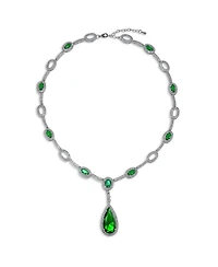 Bling Jewelry Oval Fashion Cubic Zirconia Cz Pear Shape Statement Large Teardrop Y Necklace Rhodium Plated